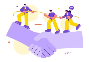 İş Liderliği Vektör İllüstrasyonu Bir İşadamı Lideriyle Takıma Düz Çizgi Film Arkaplanında Başarı İçin Kendini Geliştirmede Yardım Ediyor