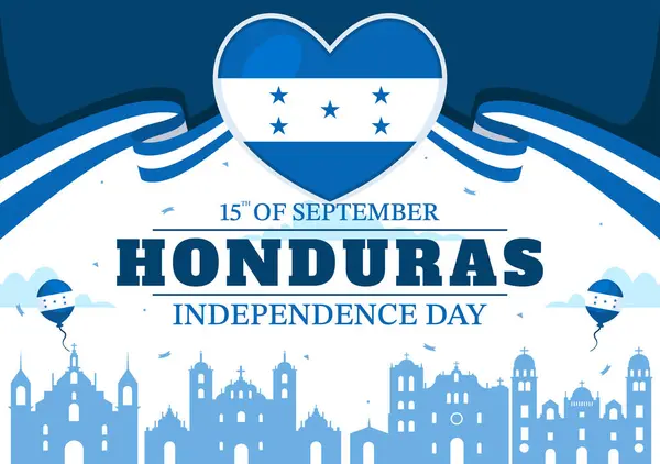 stock vector Happy Honduras Independence Day Vector Illustration for September 15 with Waving Flag Background in National Holiday Flat Style Cartoon Design