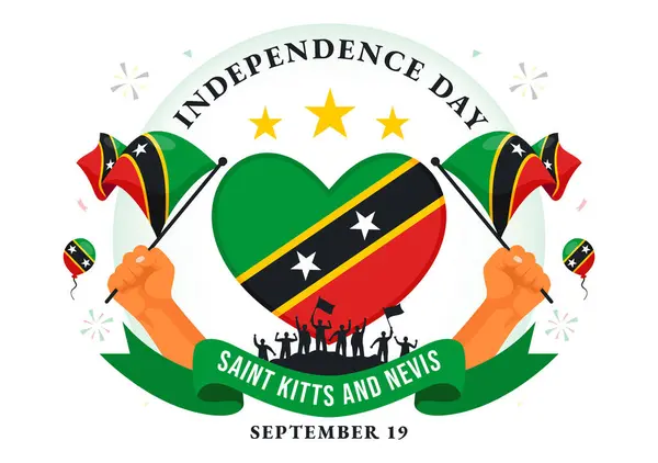 stock vector Happy Independence Day Saint Kitts and Nevis Vector illustration Celebrating September 19 with a Waving Country Flag in a Flat Cartoon Background