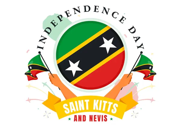 stock vector Happy Independence Day Saint Kitts and Nevis Vector illustration Celebrating September 19 with a Waving Country Flag in a Flat Cartoon Background