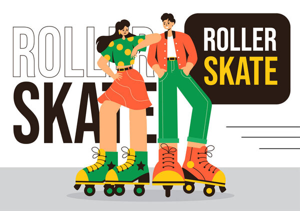 Роликовые коньки Социальные медиа Фон Плоский мультфильм Ручные рисунки шаблоны иллюстрация