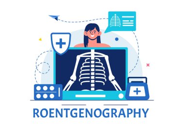 Flüorografi Vücut Denetim Prosedürüyle Roentgenografi Vektör İllüstrasyonuName