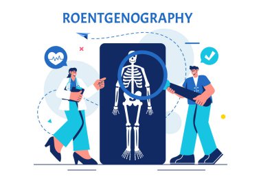 Flüorografi Vücut Denetim Prosedürüyle Roentgenografi Vektör İllüstrasyonuName