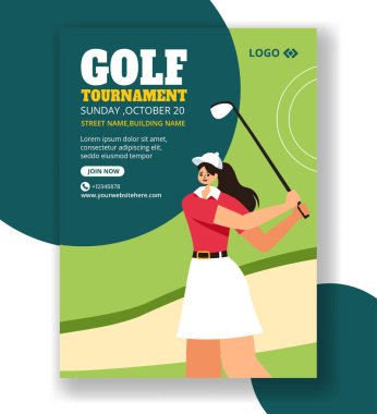 Golf Spor Dikey Posteri Düz Çizgi El Çizim Şablonları Arkaplan ResimleriName