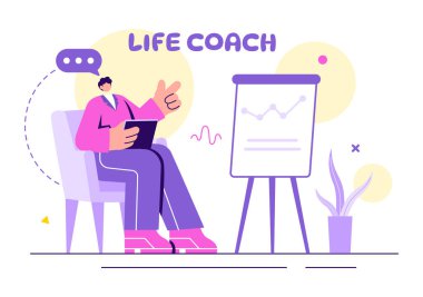 Yaşam Koçu Danışmanlık, Eğitim, Motivasyon, Danışmanlık Perspektifi ve Kendi Kendine Eğitmenlik İçin Vektör İllüstrasyonuName
