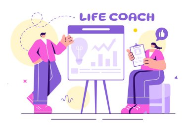 Yaşam Koçu Danışmanlık, Eğitim, Motivasyon, Danışmanlık Perspektifi ve Kendi Kendine Eğitmenlik İçin Vektör İllüstrasyonuName