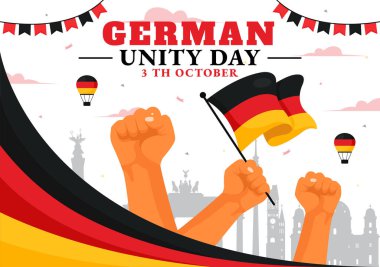 German Unity Day Vector Illustration on October 3rd featuring the Germany Flag and National Landmarks in a Flat Style Background for Holiday clipart