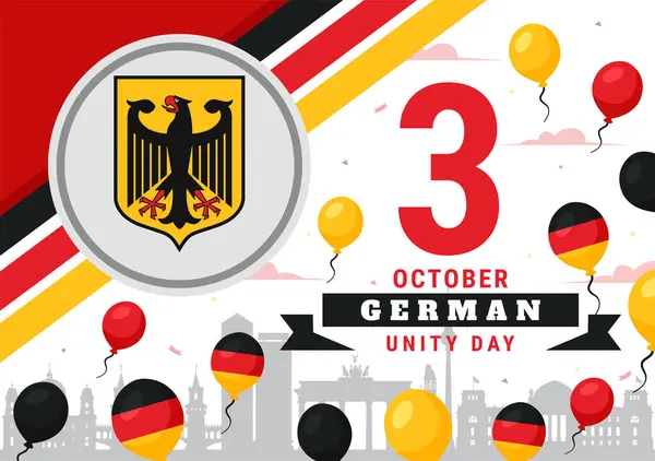 stock vector German Unity Day Vector Illustration on October 3rd featuring the Germany Flag and National Landmarks in a Flat Style Background for Holiday