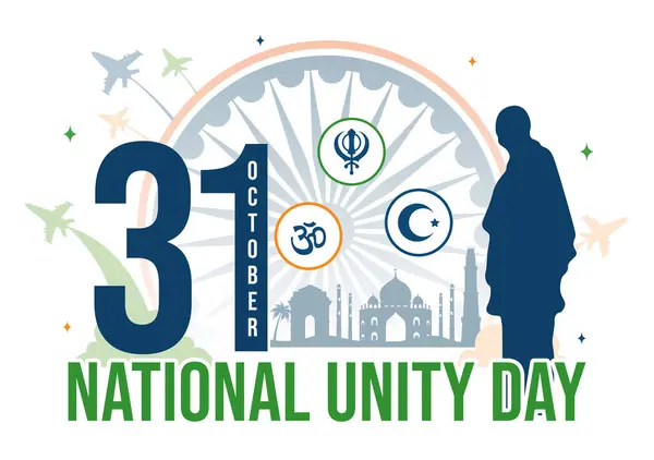 stock vector National Unity Day is Celebrated in India on 31 October with a Waving Flag, Commemorating the Unification of the Country in a Vector Illustration