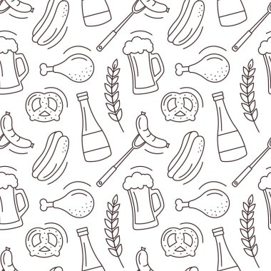 Festive Oktoberfest Kusursuz Çizgi Film Çizimi Tasarımı
