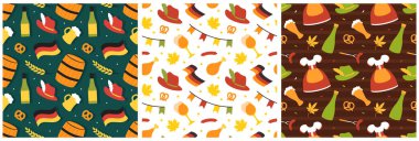 Festive Oktoberfest Kusursuz Çizgi Film Çizimi Tasarımı