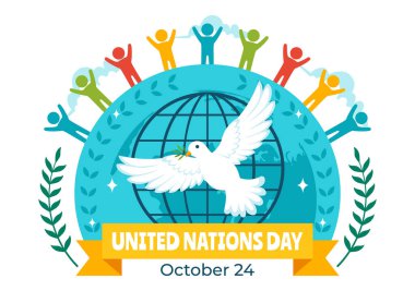 United Nations Day Celebration Vector Illustration on 24 October Featuring a Hand Holding the Earth to Public Service in a Flat Cartoon Background clipart