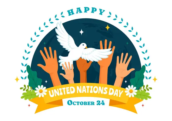 stock vector United Nations Day Celebration Vector Illustration on 24 October Featuring a Hand Holding the Earth to Public Service in a Flat Cartoon Background