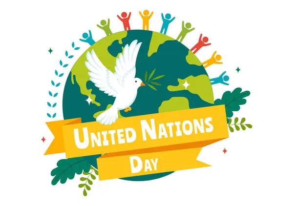 stock vector United Nations Day Celebration Vector Illustration on 24 October Featuring a Hand Holding the Earth to Public Service in a Flat Cartoon Background