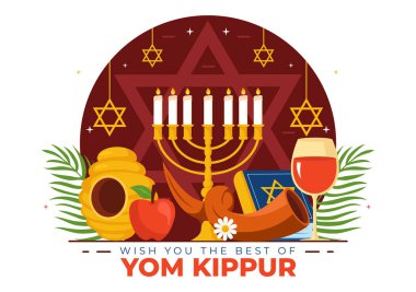 Yom Kippur Kutlaması ya da Musevilikte Kefaret Günü ve Arka planda Yahudi Tatili İçin Kutsanmış Bir Gün Vekil Resimleri