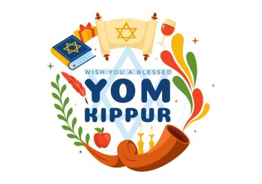 Yom Kippur Kutlaması ya da Musevilikte Kefaret Günü ve Arka planda Yahudi Tatili İçin Kutsanmış Bir Gün Vekil Resimleri