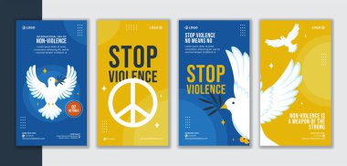 Şiddet Karşıtlığı Sosyal Medya Hikayeleri Sabit Çizgi Film El Çizim Şablonları Arkaplan Resimleri Günü
