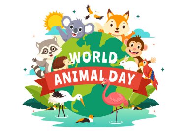 World Animal Day Vector Illustration with a Variety of Animals or Wildlife in the Natural Habitat to Forest Protection and Environmental Awareness clipart