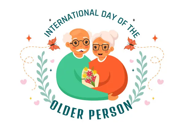 Stock vector International Day of Older Persons Vector Illustration featuring an Elderly Man and Woman Celebrating in a Flat Style Cartoon Background