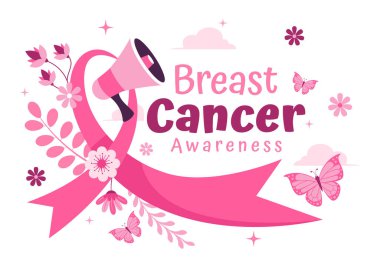Göğüs Kanseri Farkındalığı Ayın Vektör İllüstrasyonu Pembe Sağlık Kampanyası Dayanışması İçin Pembe Destek Kurdelesi