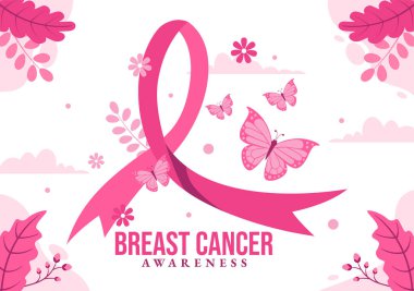 Göğüs Kanseri Farkındalığı Ayın Vektör İllüstrasyonu Pembe Sağlık Kampanyası Dayanışması İçin Pembe Destek Kurdelesi
