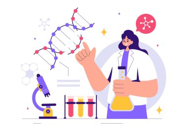 Sağlık hizmetlerinde DNA Molekül Yapısı ve Bilim Teknolojisi Mühendisliği 'nin yer aldığı Genetik Bilimi Kavramsal Vektör İlülasyonu