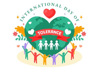 International Day of Tolerance Vector Illustration Featuring Diverse Skin Tone Hands Joined Together for Human Solidarity in a Flat Background