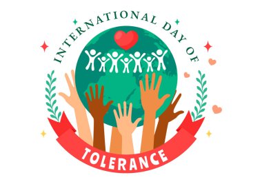 International Day of Tolerance Vector Illustration Featuring Diverse Skin Tone Hands Joined Together for Human Solidarity in a Flat Background