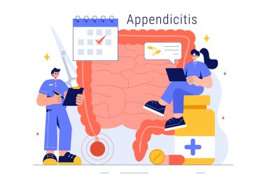 Appendicitis Vector Illustration Featuring Inflammation of the Appendix and Stomach Treatment in a Healthcare Flat Style Cartoon Background clipart