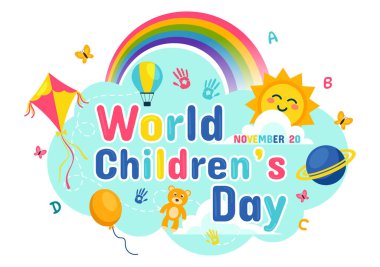 World Children's Day Vector Illustration on November 20 Featuring Cute Decorative Elements to Child Welfare and Rights in a Cartoon Background