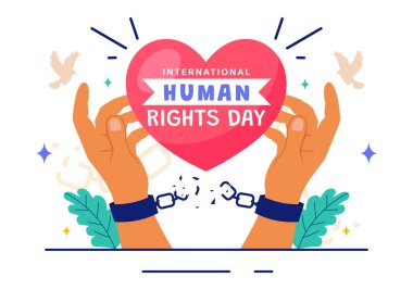 International Human Rights Day Vector Illustration on December 10 Featuring Diverse People Breaking Chains for Unity, Freedom, and Peace in Background clipart