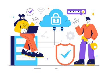 Bir Teknolojik Sunucuda Ağ, İnternet, Ev Sahipliği ve Yedekleme Sunucuları İçin Dijital Bulut Güvenlik Vektörü İlülasyonu