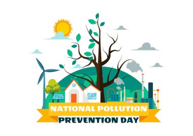 Ulusal Kirliliği Önleme Günü Vektör İllüstrasyonu, 2 Aralık 'ta Fabrika, Orman ve Araç Kirliliği Sorunları