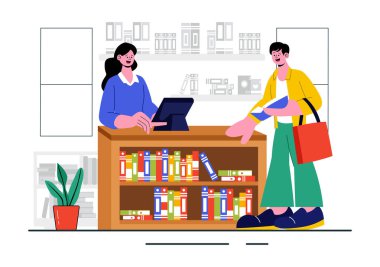 Bir Okul Kütüphanesi Eğitim, Okuma, Eğitim, Öz Geliştirme ve Düz Arkaplanda Edebiyat