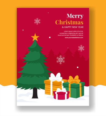 Noel Dikey Poster Karikatürü Kutlama İçin El Çizimi Şablonlar