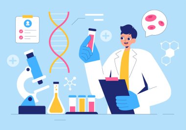 Biyomarker Vektör İllüstrasyonu Biyomarker DNA Biyoloji Kanıtı, Nanoteknoloji, Yapısal Kimyasal Formüller ve Moleküler Modeller