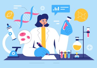Biyomarker Vektör İllüstrasyonu Biyomarker DNA Biyoloji Kanıtı, Nanoteknoloji, Yapısal Kimyasal Formüller ve Moleküler Modeller