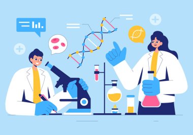 Biyomarker Vektör İllüstrasyonu Biyomarker DNA Biyoloji Kanıtı, Nanoteknoloji, Yapısal Kimyasal Formüller ve Moleküler Modeller