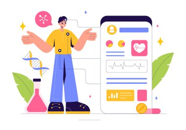 Biyohack Vektör İllüstrasyonu Biyohack ve Çevrimiçi Sağlık Bilgi Hacklemenin Teknolojik Sürecini Düzgünce Biçimlendirme