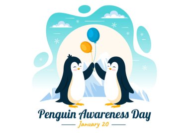 Penguin Awareness Day Vector Illustration on January 20, featuring Penguins and an Iceberg to Promote Animal Conservation in a Flat Background clipart