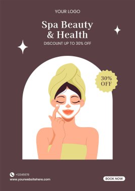 Spa Güzellik ve Rahatlama Sosyal Medya Flyer Tasarımı Düz Çizgi Film Biçimi