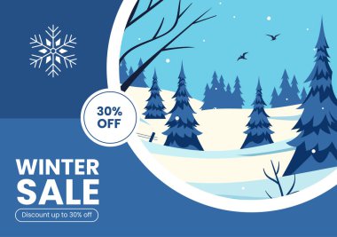 Festive Winter, Sosyal Medya Arkaplan Düz El Tasarımı İndirim Yapıyor