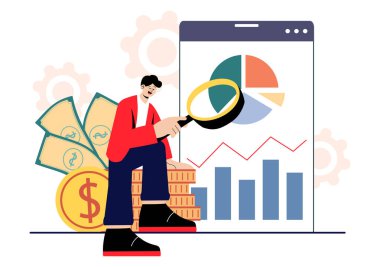 Karşılıklı Fonlar, Varlıklar, Ekonomik Büyüme, Finansal Kazançlar ve Artan Kazanç Artıran Kazançlar başlıklı Yatırımcı İllüstrasyonu