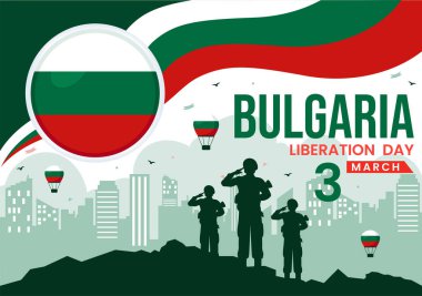 Bulgaristan 'ın Ulusal Bayram Düz Arkaplanında Bulgar Bayrağı ve Kurdelesinin yer aldığı 3 Mart' taki Kurtuluş Günü Vekil İlülasyonunuz Kutlu olsun