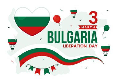 Bulgaristan 'ın Ulusal Bayram Düz Arkaplanında Bulgar Bayrağı ve Kurdelesinin yer aldığı 3 Mart' taki Kurtuluş Günü Vekil İlülasyonunuz Kutlu olsun