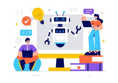 Lojistik ve Tedarik Zinciri Yönetimi Yazılım Çözümleri ve Kodlama ve Dijital Teknoloji Arkaplanı içeren Bilişim Vektörü İllüstrasyonu