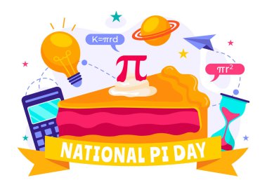 National Pi Day Vector Illustration on 14 March featuring Mathematical Constants, Greek Letters, and a Sweet Baked Pie in a Holiday Flat Background clipart