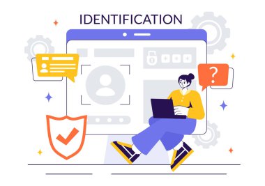 Yüz Tanıma Sistemi içinde Fotoğraf, Kişisel Bilgi ve Belge Ayrıntıları içeren Kimlik Kartı Tanımlama Vektörü ResmiComment