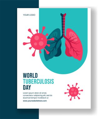 Dünya Tüberküloz Günü Sosyal Medya Dikey Posteri için Düz Çizgi Film Çizimi