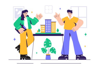 Etkili bir İş Ekibi, İşverenler İşbirliği ve Kritik Müzakereler İçin Beyin Fırtınası Yapan Şehir Konseyi Vektör Resmetme Toplantısı